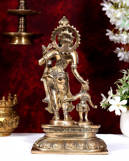 Graceful 11-Inch Brass Goddess Parvati with Ganesha and Kartikeya Statue - Budhshiv.com