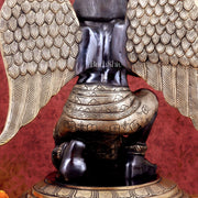 Grand Pure Brass Garuda Sculpture with Heat - Treated Black and Gold Finish - 28" - Budhshiv.com