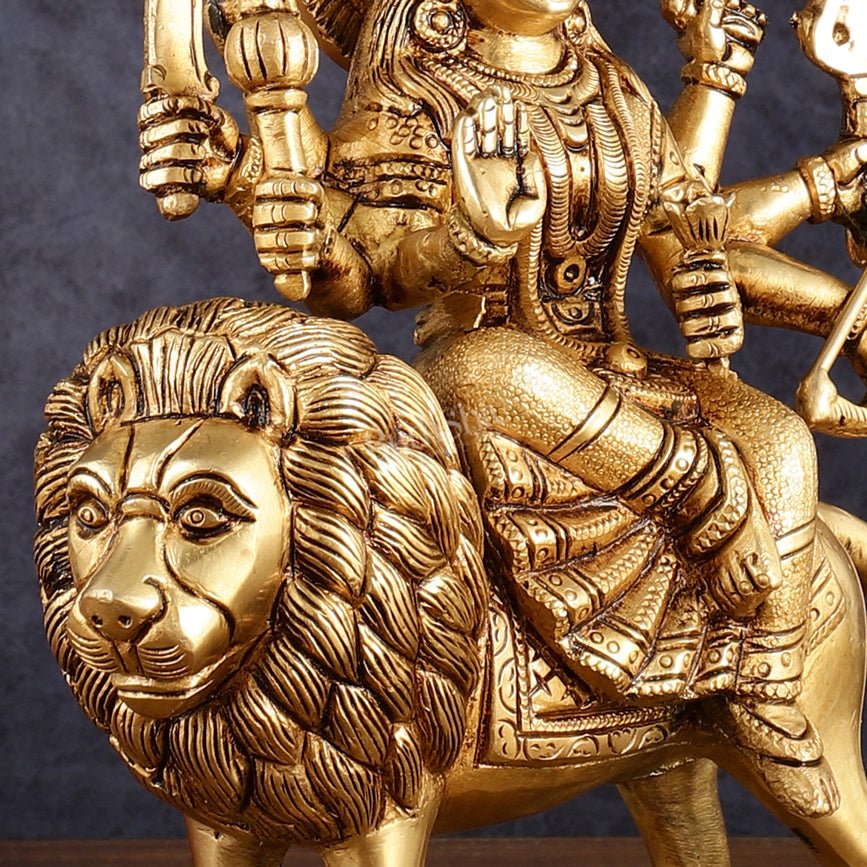 Handcrafted Brass Goddess Durga Statue – 8.5 Inches, Finely Carved Masterpiece - Budhshiv.com
