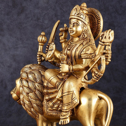 Handcrafted Brass Goddess Durga Statue – 8.5 Inches, Finely Carved Masterpiece - Budhshiv.com