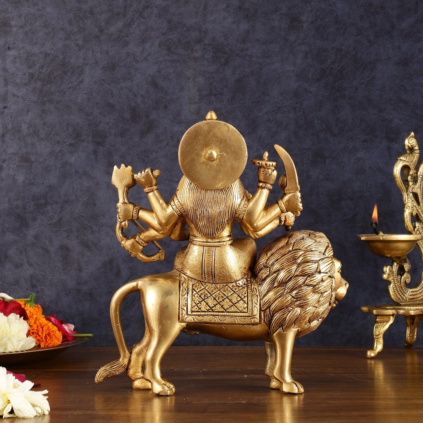 Handcrafted Brass Goddess Durga Statue – 8.5 Inches, Finely Carved Masterpiece - Budhshiv.com