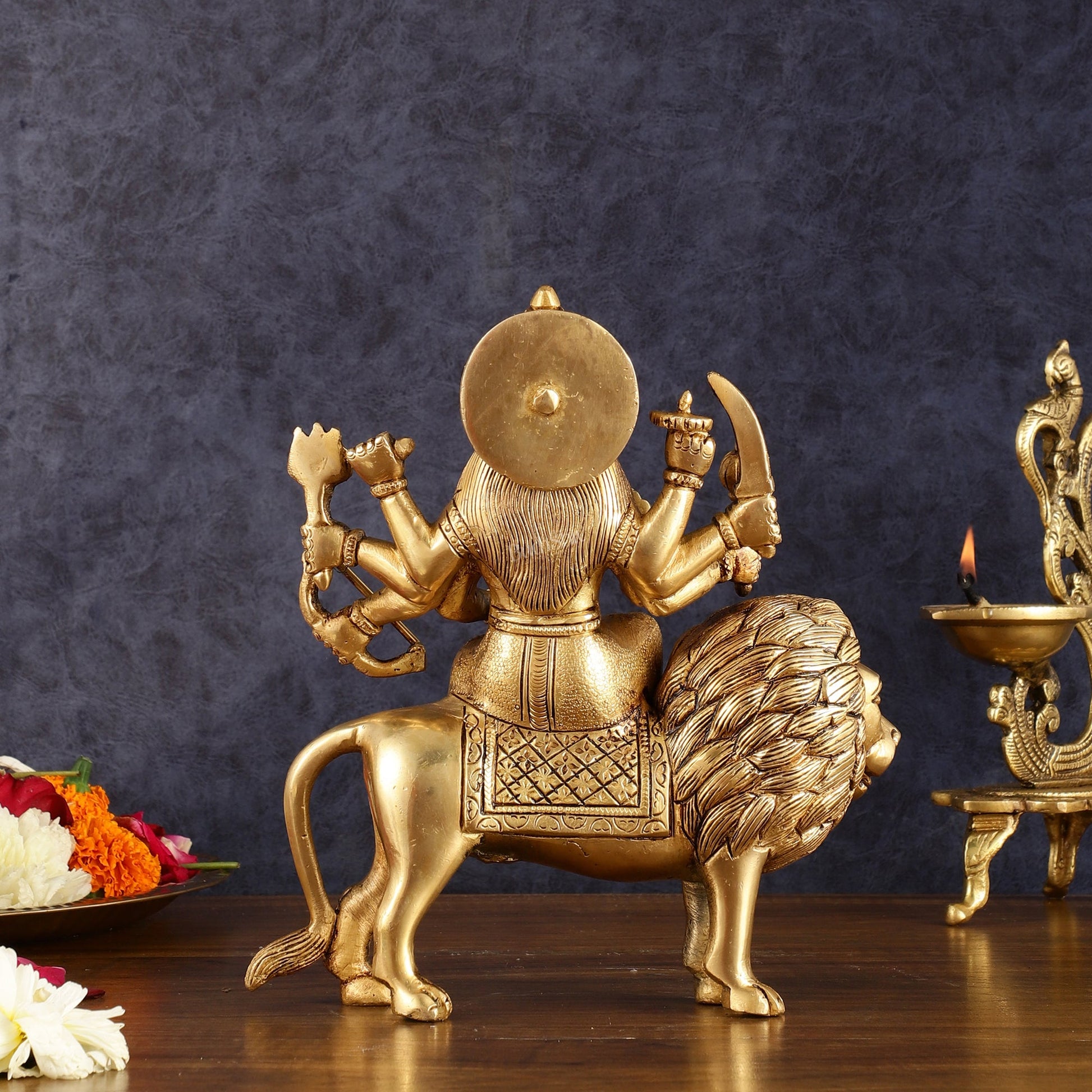 Handcrafted Brass Goddess Durga Statue – 8.5 Inches, Finely Carved Masterpiece - Budhshiv.com