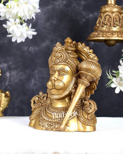 Handcrafted Brass Hanuman Ji face idol | 8" Height - Budhshiv.com
