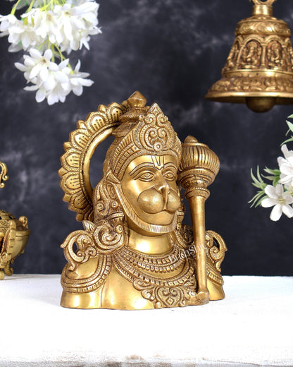 Handcrafted Brass Hanuman Ji face idol | 8" Height - Budhshiv.com