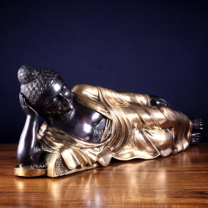 Handcrafted brass Large Resting/Sleeping Buddha Statue - 29" - Budhshiv.com