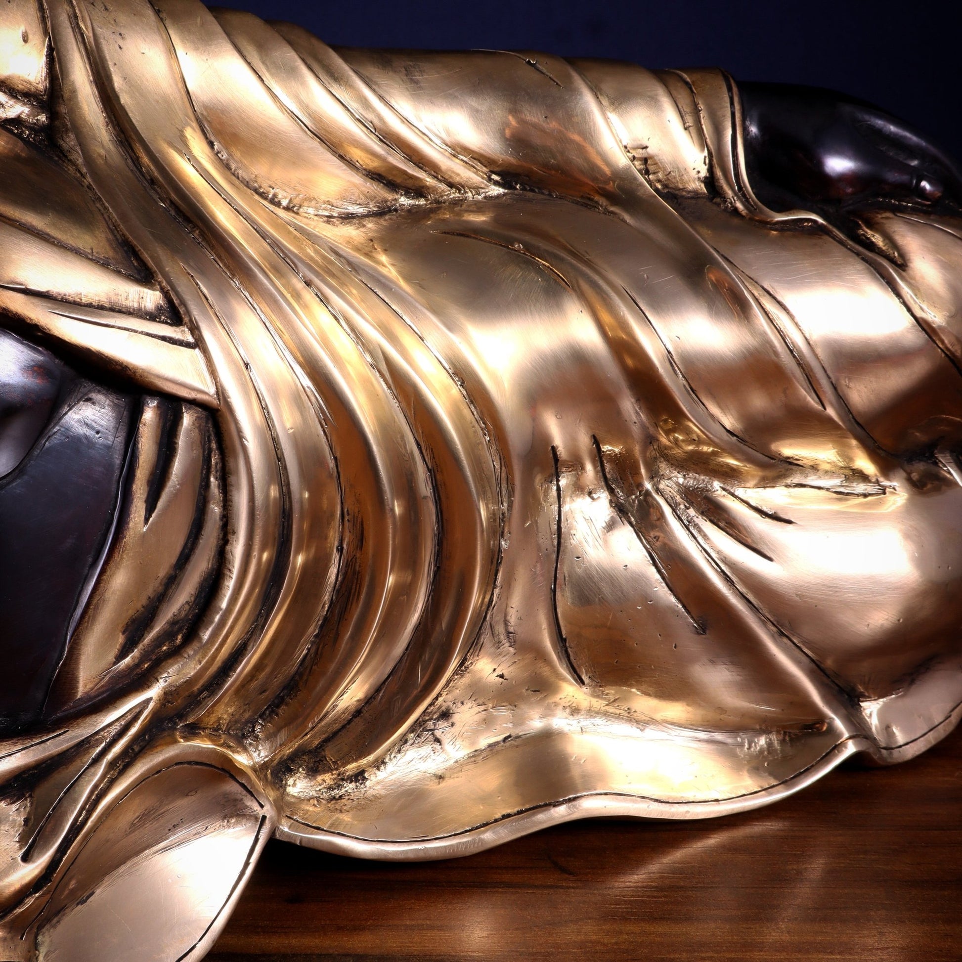 Handcrafted brass Large Resting/Sleeping Buddha Statue - 29" - Budhshiv.com
