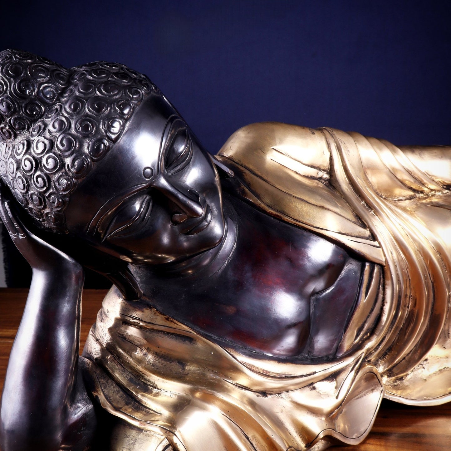 Handcrafted brass Large Resting/Sleeping Buddha Statue - 29" - Budhshiv.com