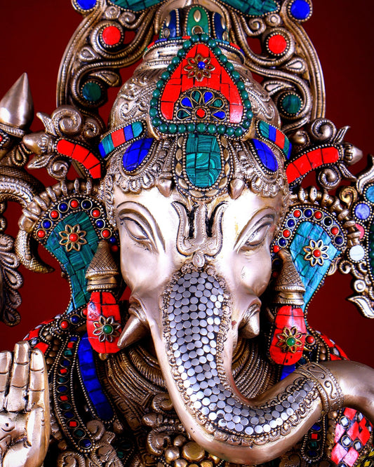 Handcrafted Brass Lord Ganesha statue with Lotus - 24" Height - Budhshiv.com