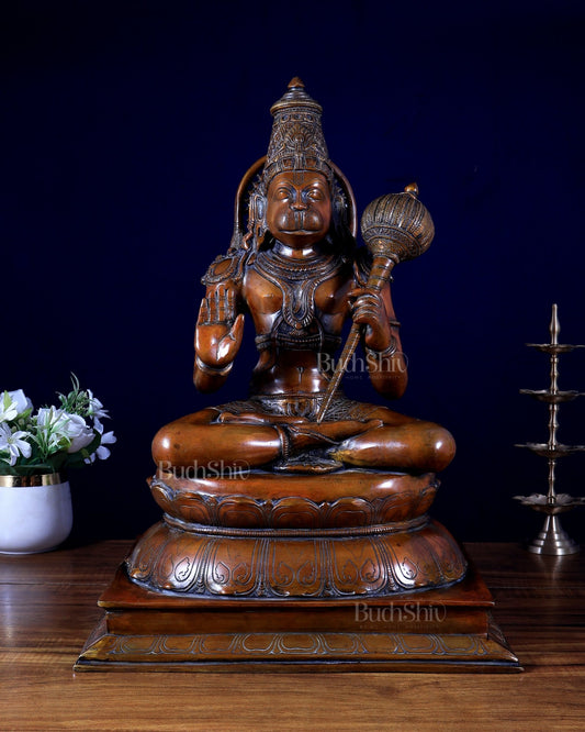 Handcrafted Brass lord Hanuman Sculpture - 18 inch - Budhshiv.com