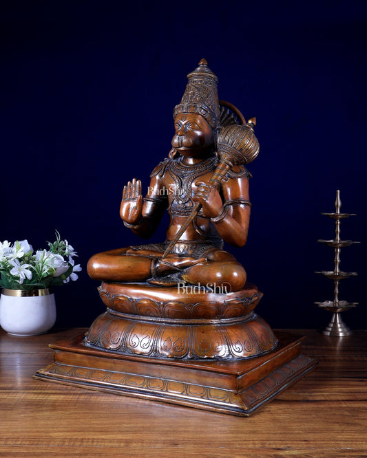 Handcrafted Brass lord Hanuman Sculpture - 18 inch - Budhshiv.com