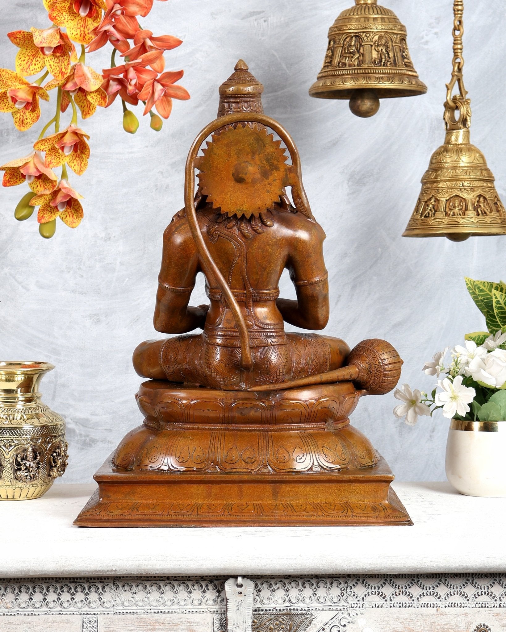 Handcrafted Brass Lord Hanuman statue | Deep Meditation | 18" added copper - Budhshiv.com