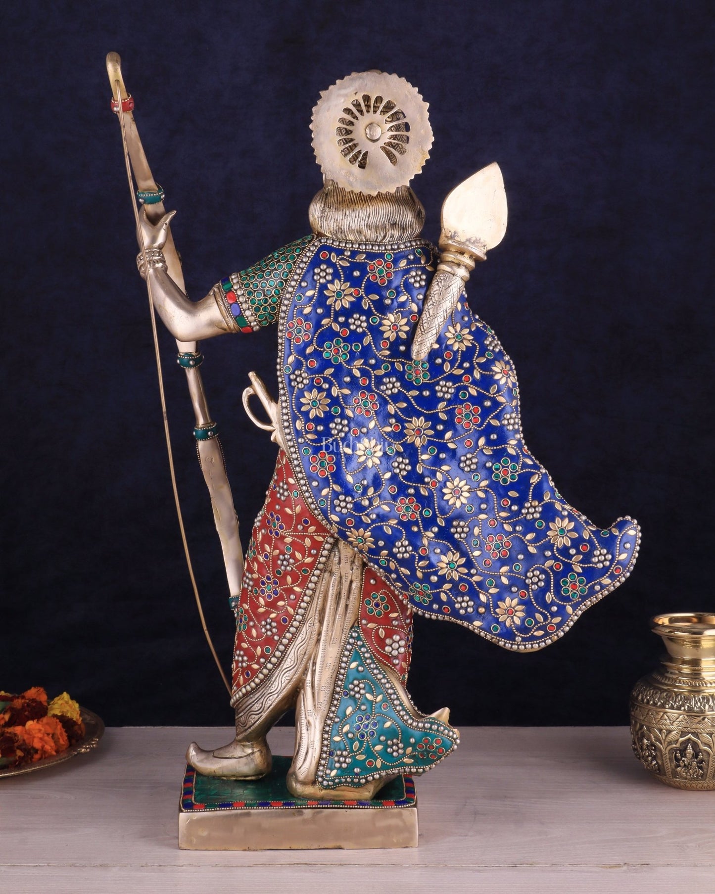 Handcrafted Brass Lord Rama Statue with Bow and Arrow – 26 Inches - Budhshiv.com