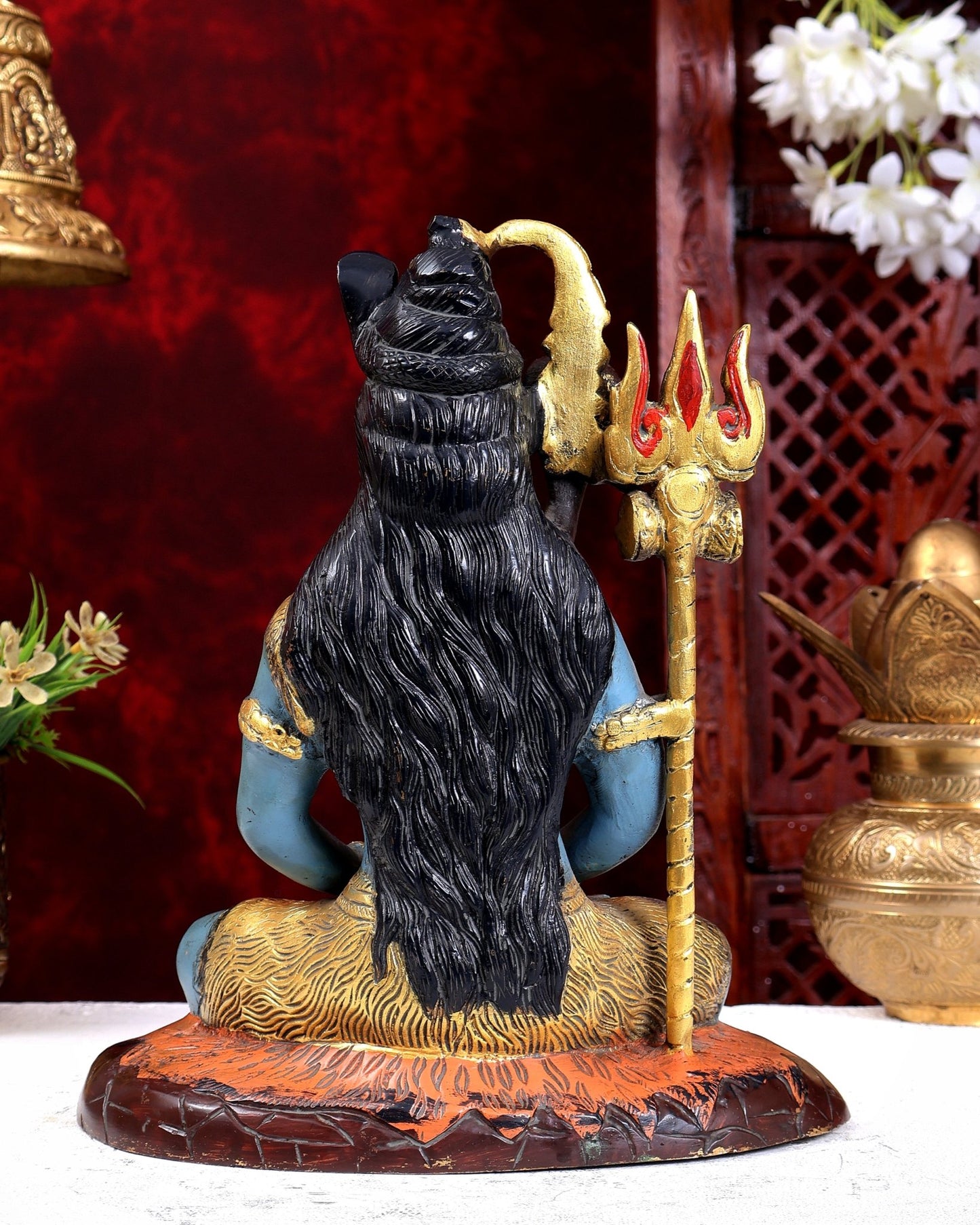 Handcrafted Brass Lord Shiva Statue rustic hand painted| Height 10.5 inch - Budhshiv.com