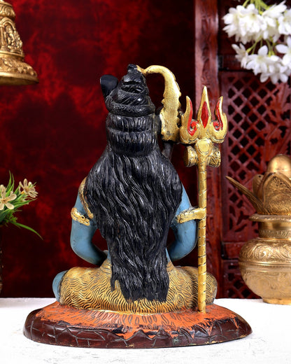Handcrafted Brass Lord Shiva Statue rustic hand painted| Height 10.5 inch - Budhshiv.com