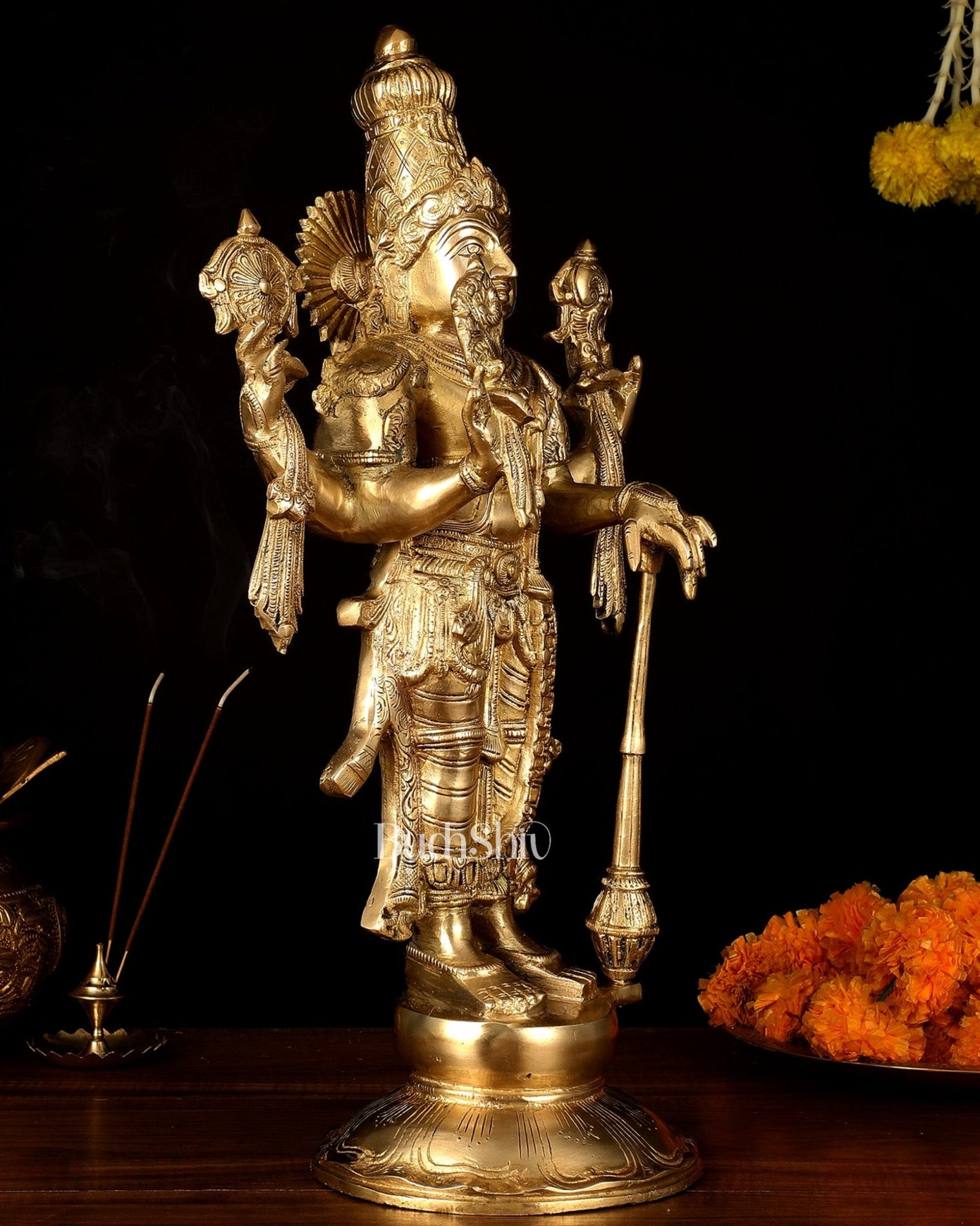 Handcrafted Brass Lord Vishnu Statue - 20" Height - Budhshiv.com