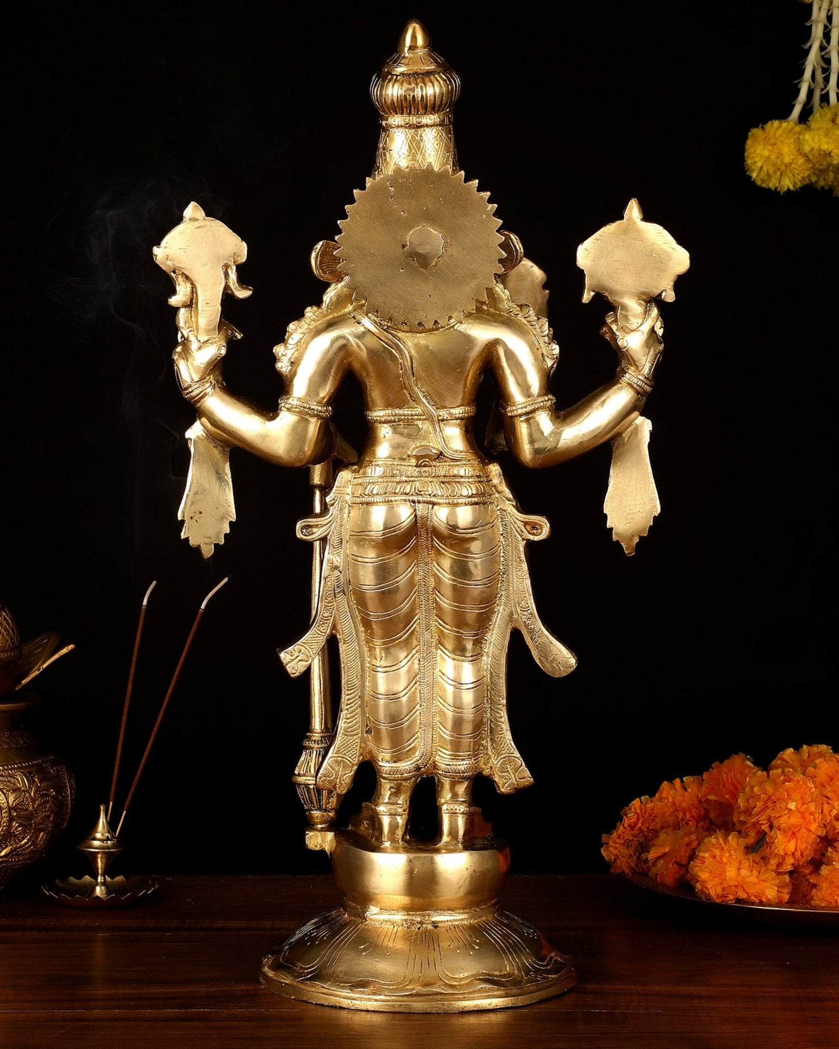Handcrafted Brass Lord Vishnu Statue - 20" Height - Budhshiv.com