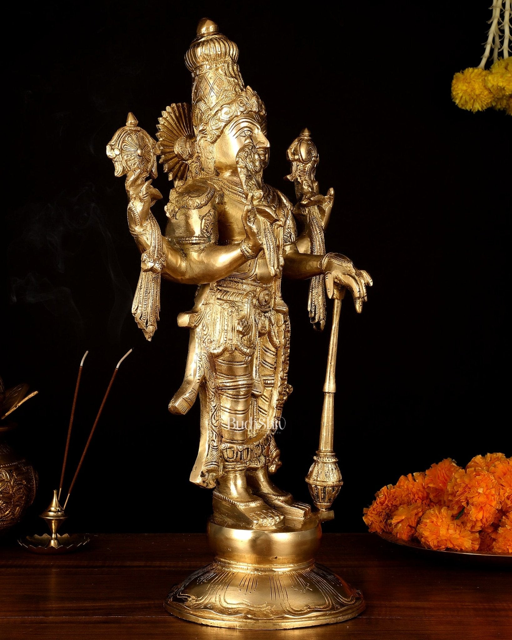 Handcrafted Brass Lord Vishnu Statue - 20" Height - Budhshiv.com