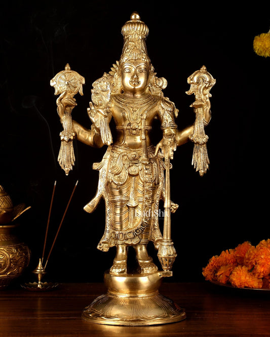 Handcrafted Brass Lord Vishnu Statue - 20" Height - Budhshiv.com