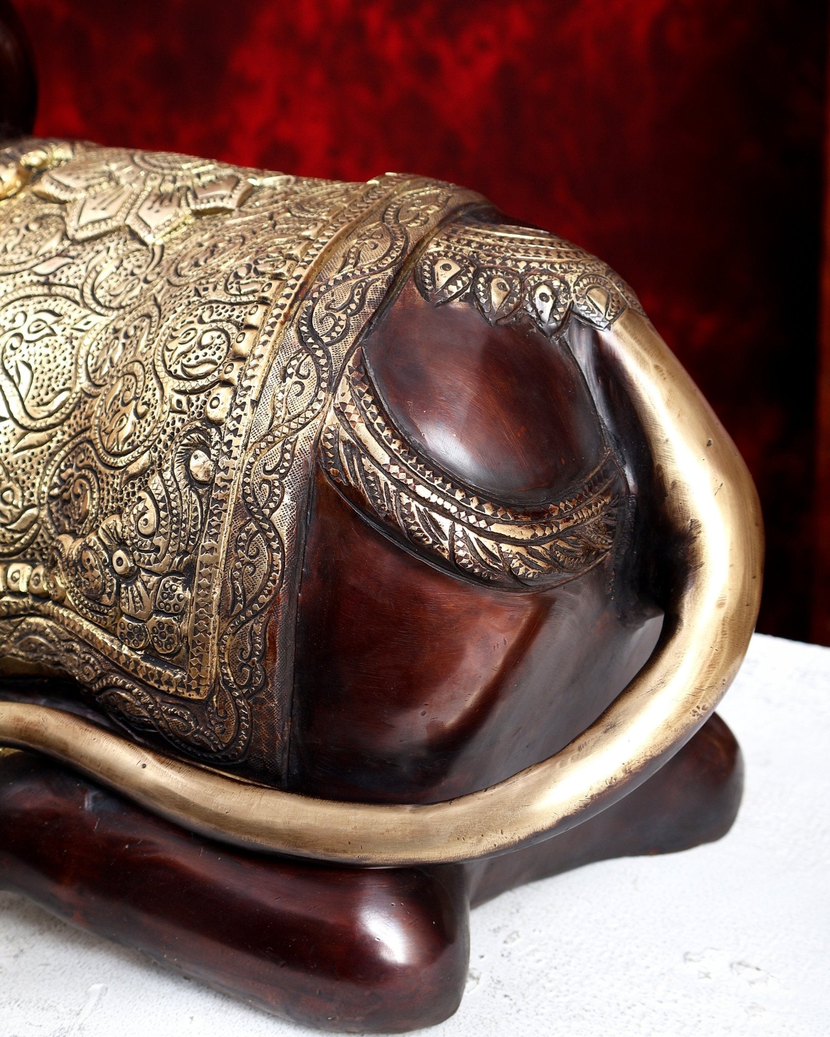 Handcrafted Brass Nandi Idol 21 inch dual tone - Budhshiv.com