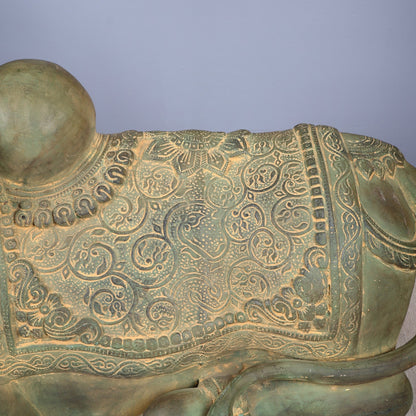 Handcrafted Brass Nandi Idol – Vintage Patina 21" - Budhshiv.com