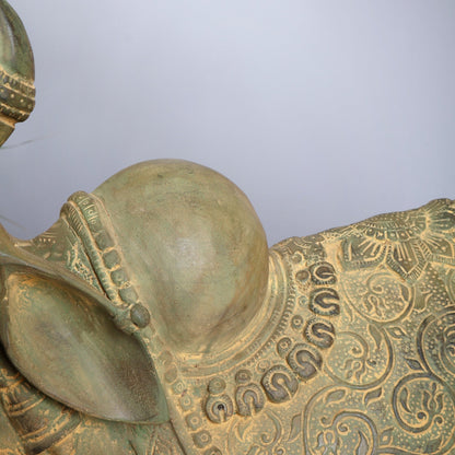 Handcrafted Brass Nandi Idol – Vintage Patina 21" - Budhshiv.com