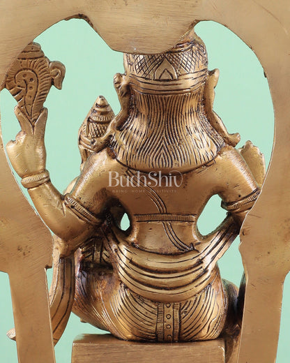 Handcrafted Brass Narsimha Lakshmi Statue | 8" Height - Budhshiv.com