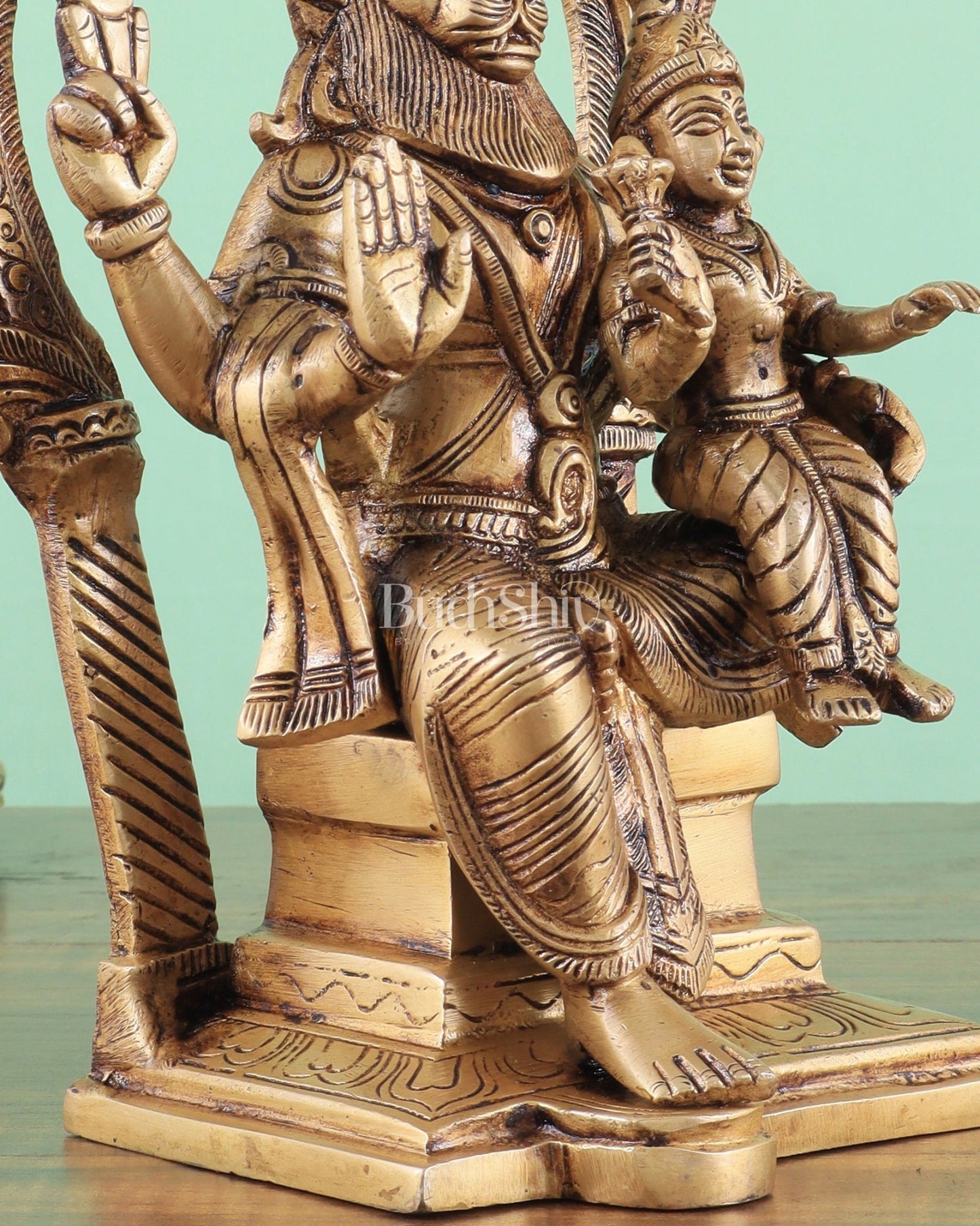 Handcrafted Brass Narsimha Lakshmi Statue | 8" Height - Budhshiv.com