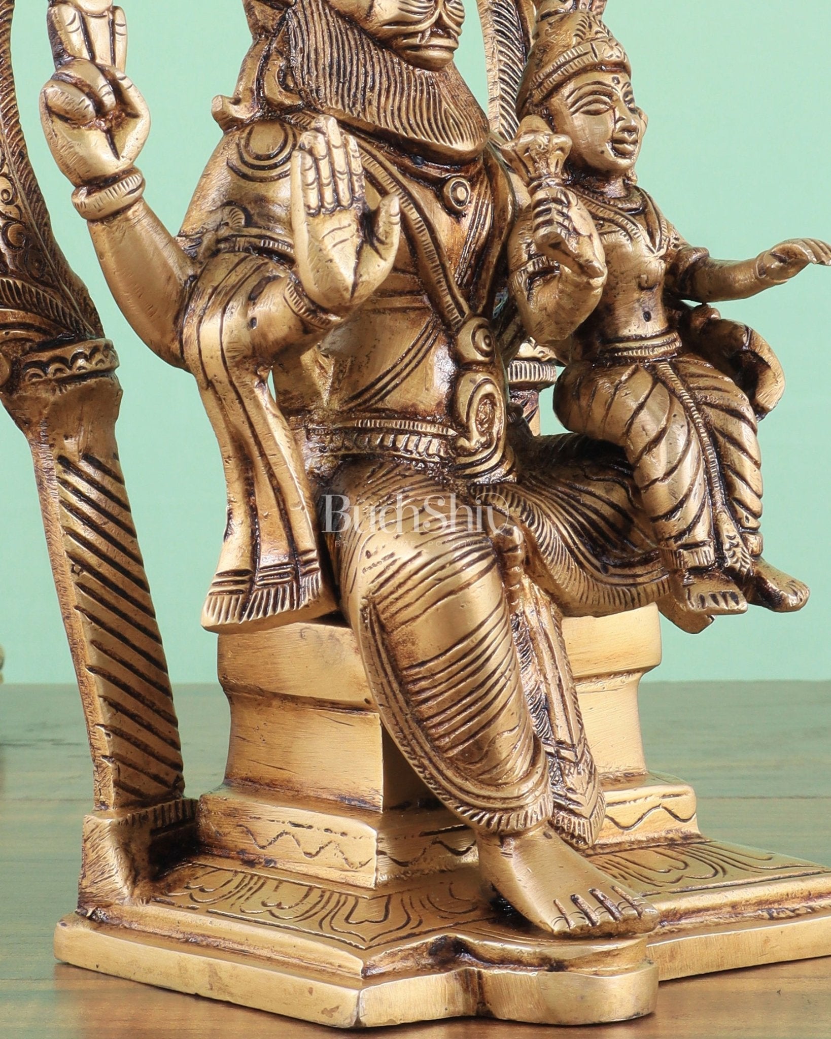Handcrafted Brass Narsimha Lakshmi Statue | 8" Height - Budhshiv.com