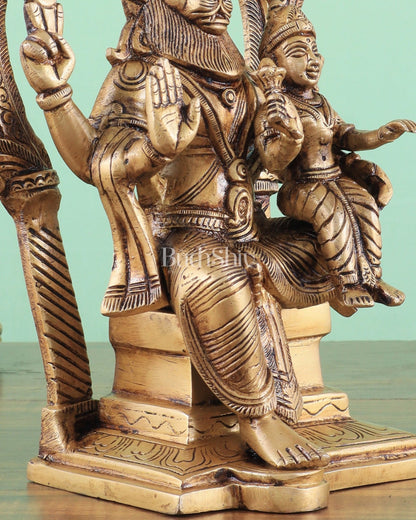 Handcrafted Brass Narsimha Lakshmi Statue | 8" Height - Budhshiv.com