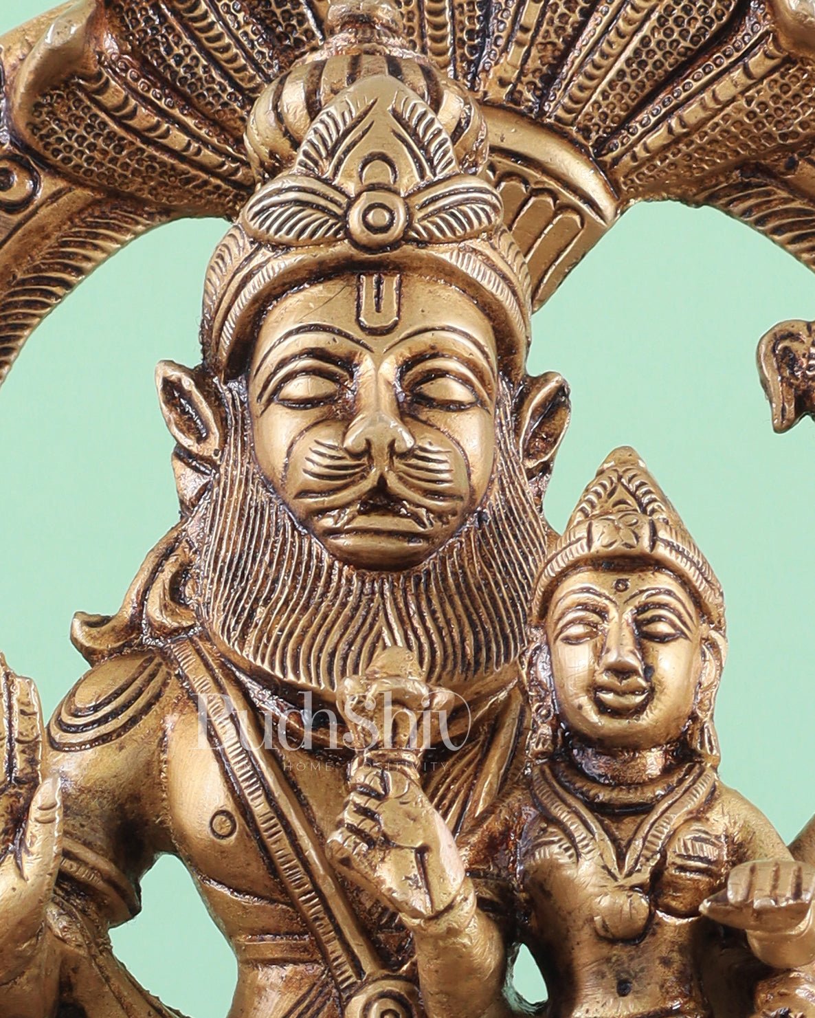 Handcrafted Brass Narsimha Lakshmi Statue | 8" Height - Budhshiv.com