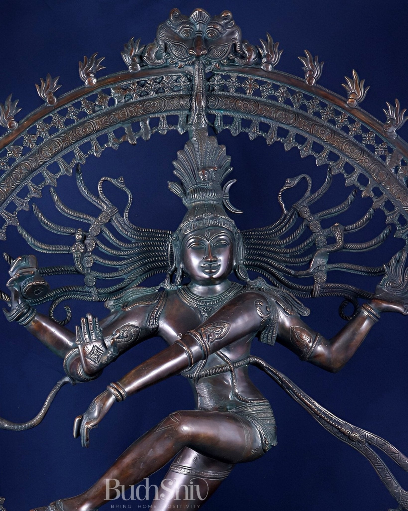 Handcrafted Brass Nataraja Statue - Height 36" Chola Black tone - Budhshiv.com