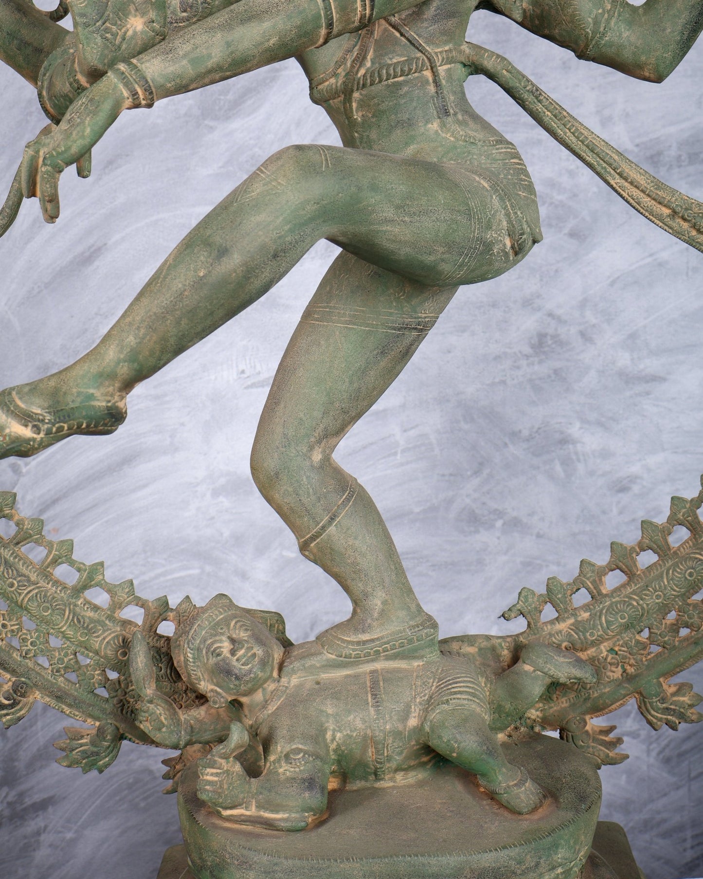 Handcrafted Brass Nataraja Statue - Height 36" Green tone - Budhshiv.com