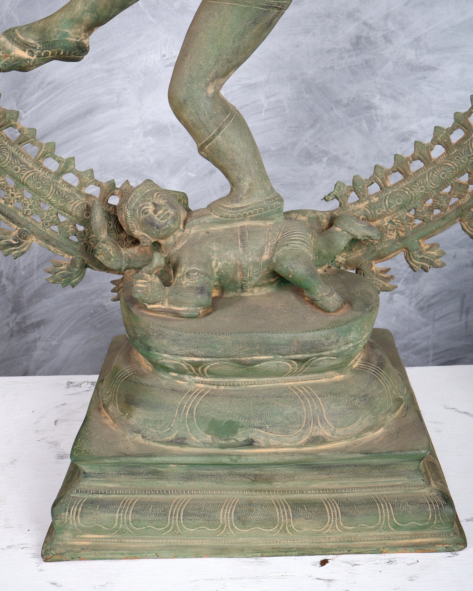 Handcrafted Brass Nataraja Statue - Height 36" Green tone - Budhshiv.com