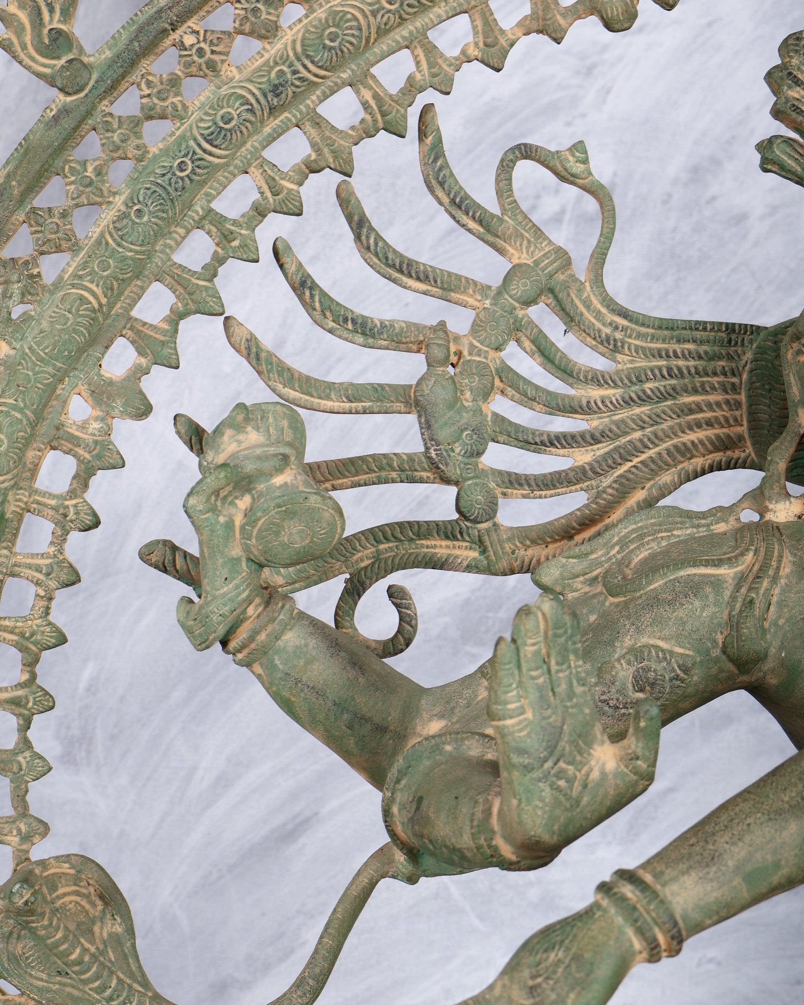 Handcrafted Brass Nataraja Statue - Height 36" Green tone - Budhshiv.com