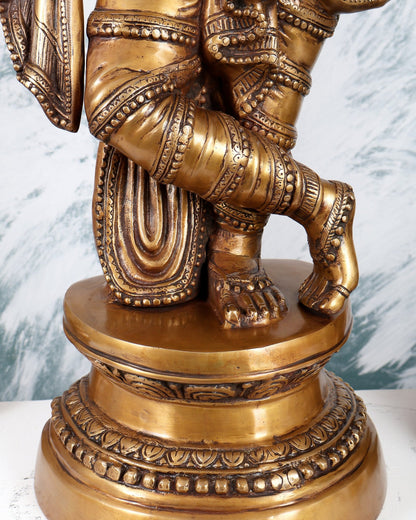 Handcrafted Brass Radha Krishna Statues - 36" Height vintage tone - Budhshiv.com