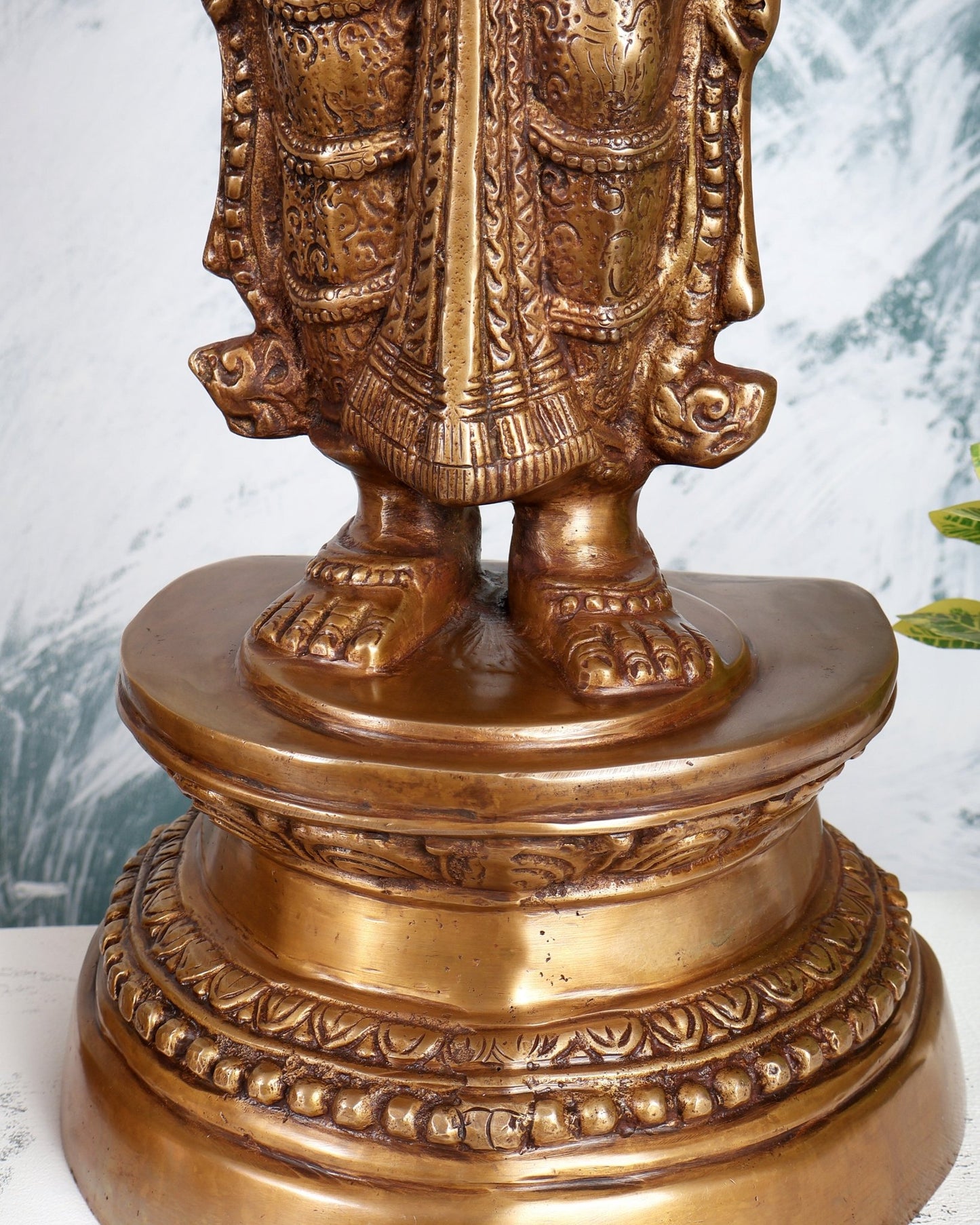 Handcrafted Brass Radha Krishna Statues - 36" Height vintage tone - Budhshiv.com