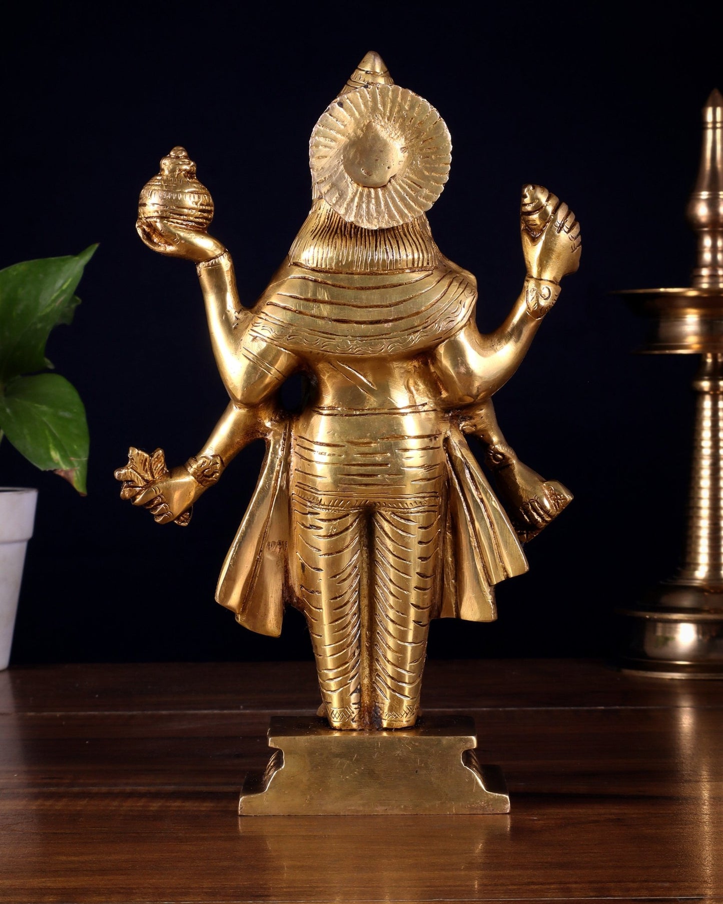 Handcrafted Brass Statue of Lord Dhanvantari, the God of Ayurveda | 10" - Budhshiv.com