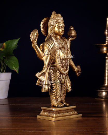 Handcrafted Brass Statue of Lord Dhanvantari, the God of Ayurveda | 10" - Budhshiv.com