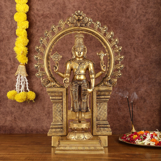 Handcrafted Brass Tirupati Balaji Lord Venkateshwara Swamy Statue - 22" - Budhshiv.com