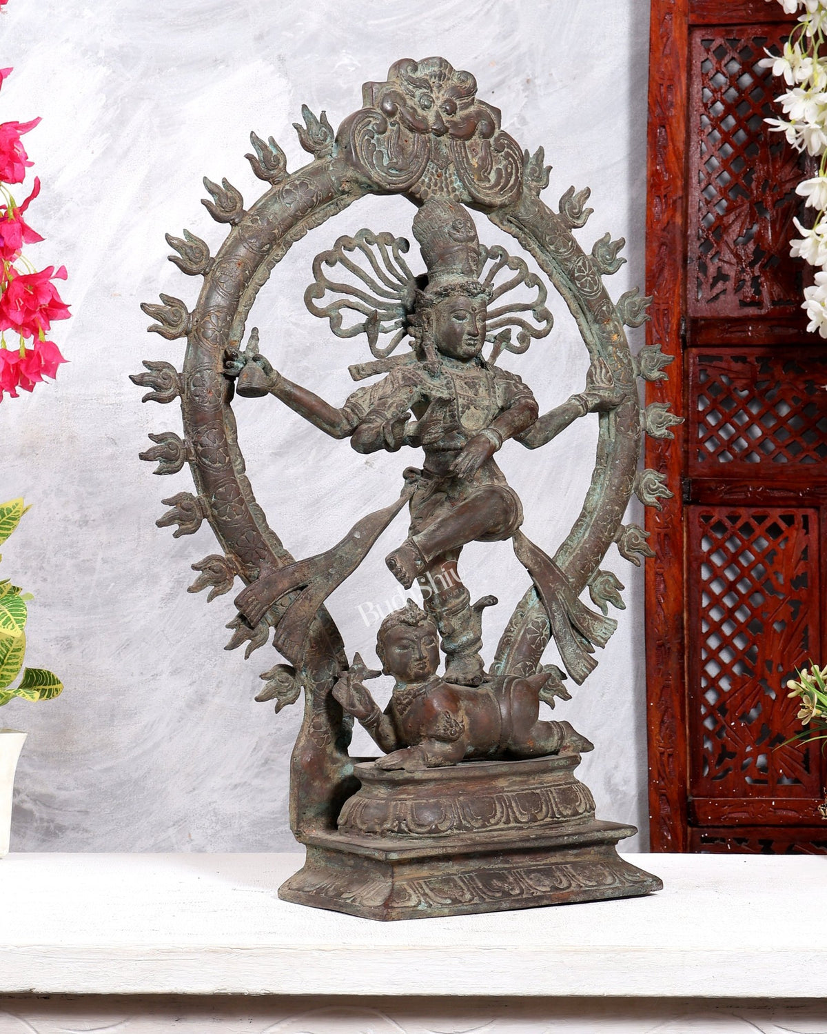 Handcrafted Bronze Nataraja – Dancing Shiva Vintage Indonesian Sculpture 22 inch - Budhshiv.com