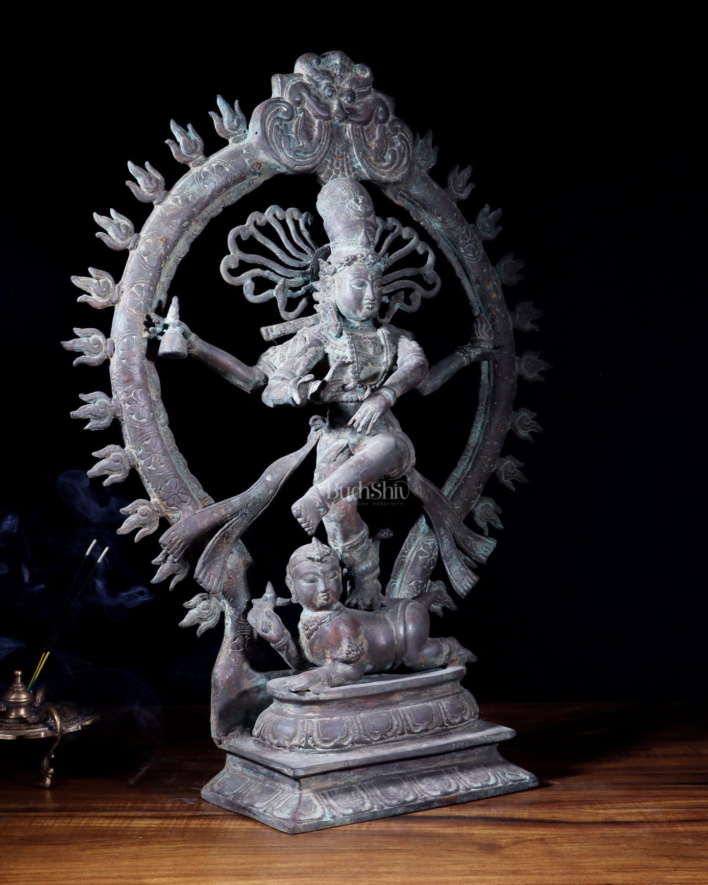 Handcrafted Bronze Nataraja – Dancing Shiva Vintage Indonesian Sculpture 22" - Budhshiv.com