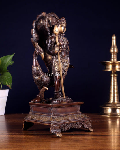 Handcrafted Lord Murgan Brass Idol - 12" Chola Finish - Budhshiv.com
