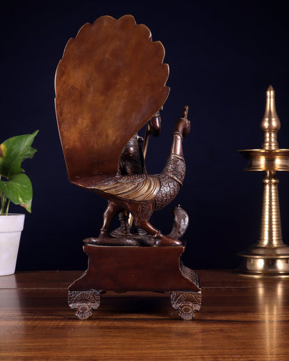 Handcrafted Lord Murgan Brass Idol - 12" Chola Finish - Budhshiv.com