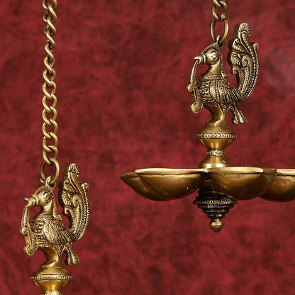 Handcrafted Pair of Brass Annam Diyas | Height 8.5 inch antique finish - Budhshiv.com