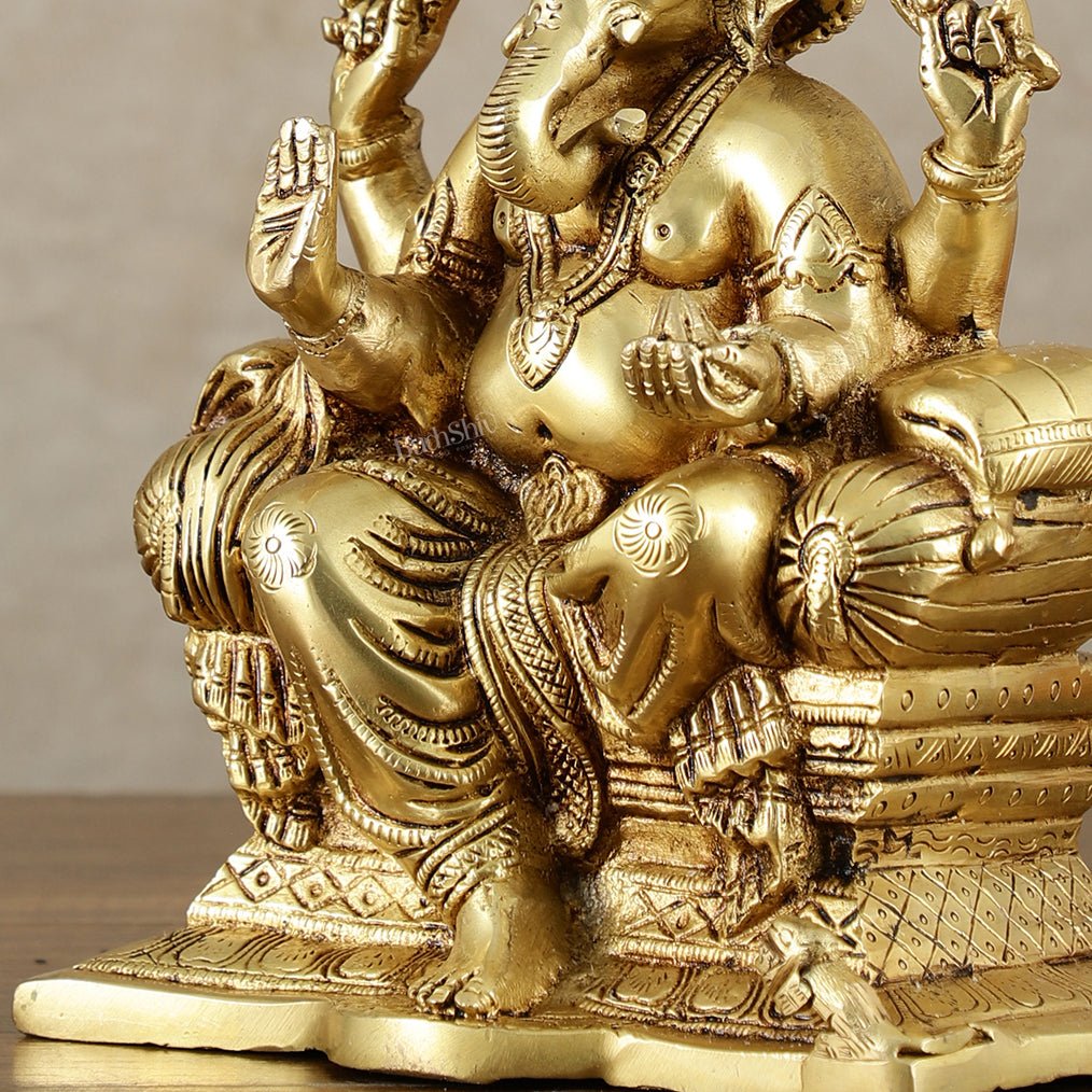 Handcrafted Pure Brass Ganesha Idol – 10" Height - Budhshiv.com