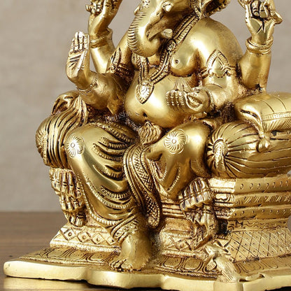 Handcrafted Pure Brass Ganesha Idol – 10" Height - Budhshiv.com