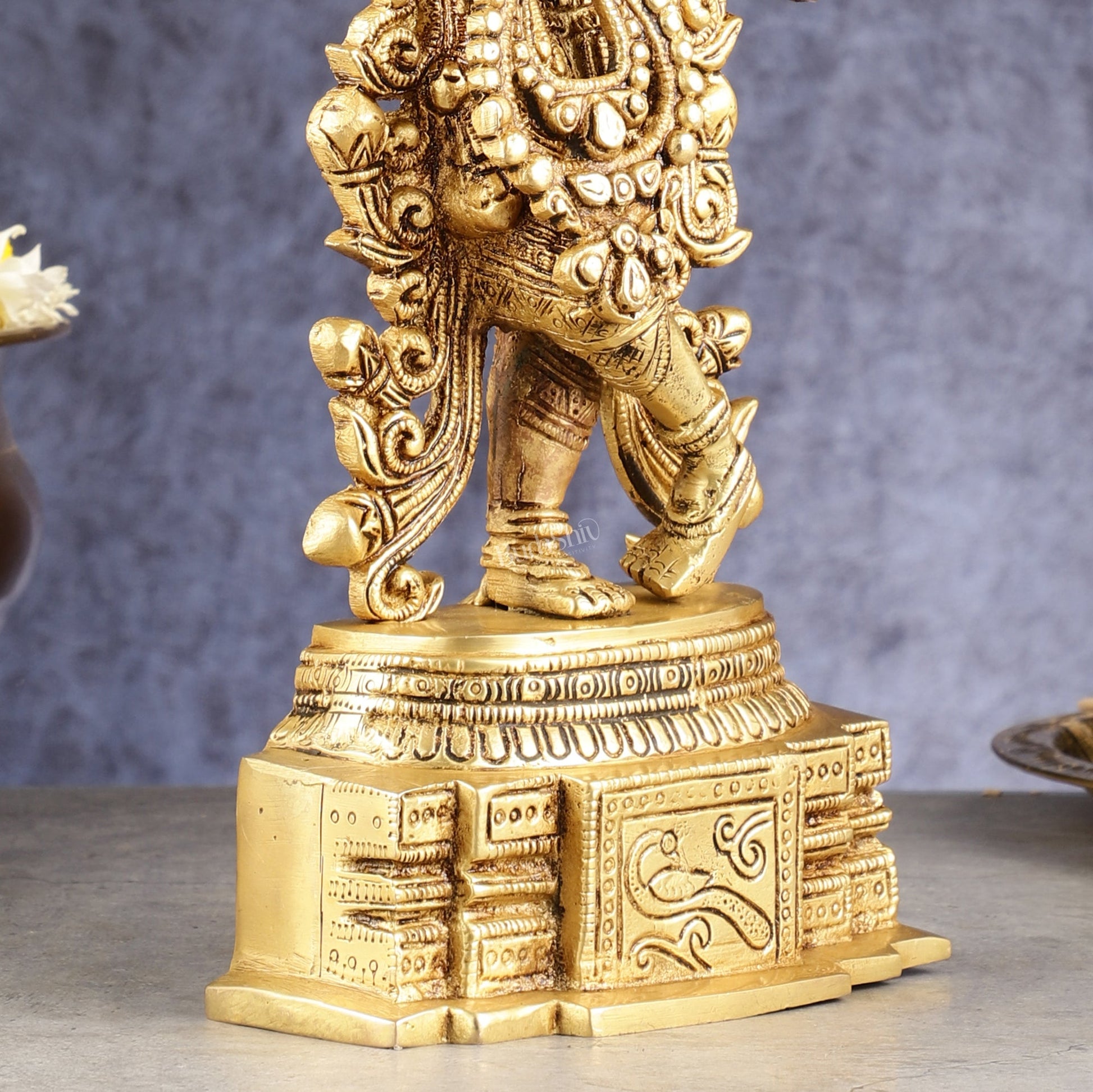 Handcrafted Pure Brass Lord Krishna Statue - 13.5 Inch - Budhshiv.com