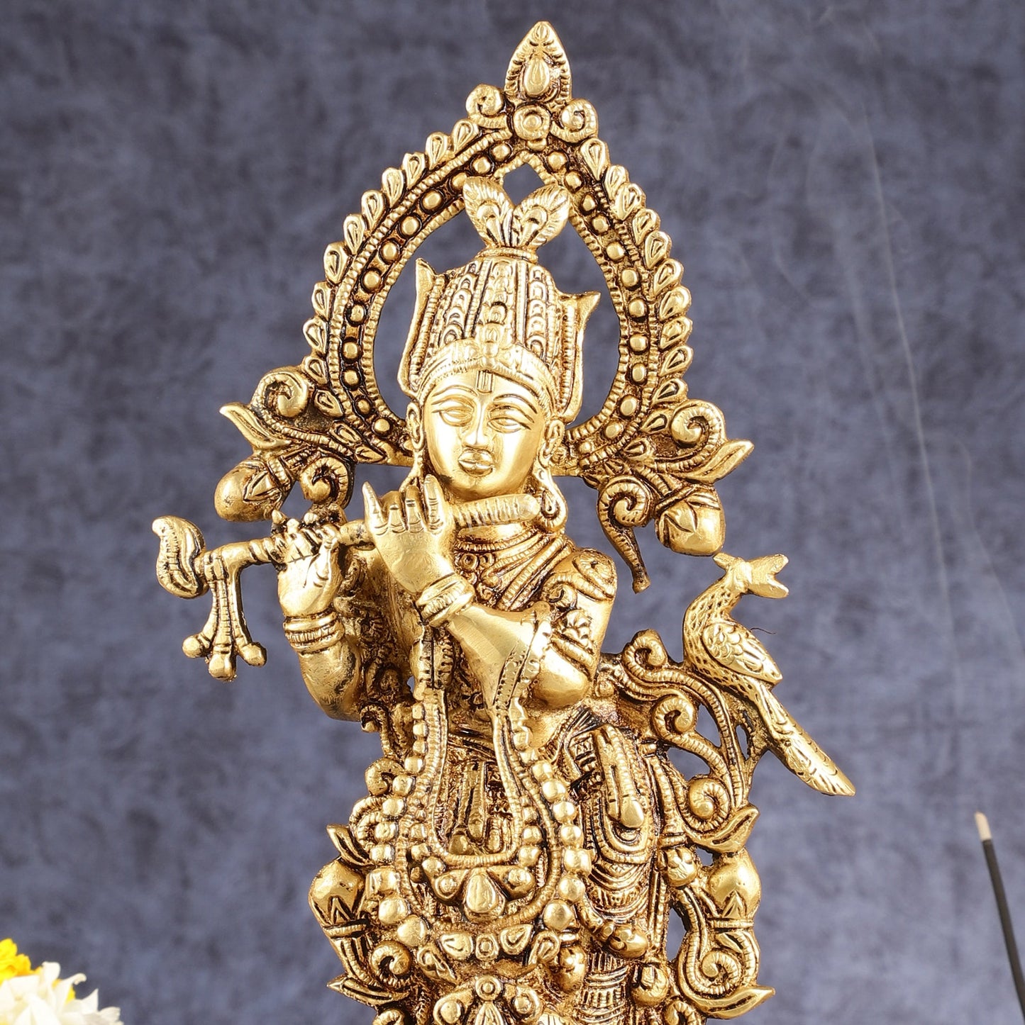 Handcrafted Pure Brass Lord Krishna Statue - 13.5 Inch - Budhshiv.com
