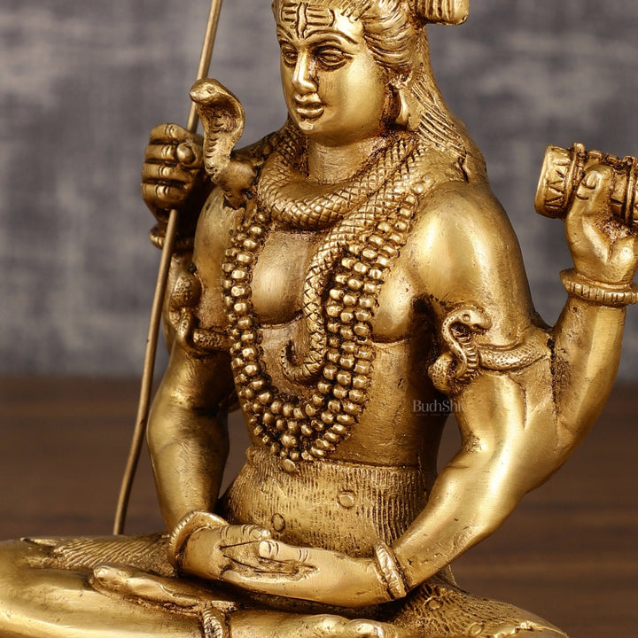 Handcrafted Pure Brass Lord Shiva Meditation Idol | 8.5 Inch - Budhshiv.com