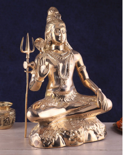 Handcrafted Pure Brass Lord Shiva Statue - 23" Glossy finish - Budhshiv.com